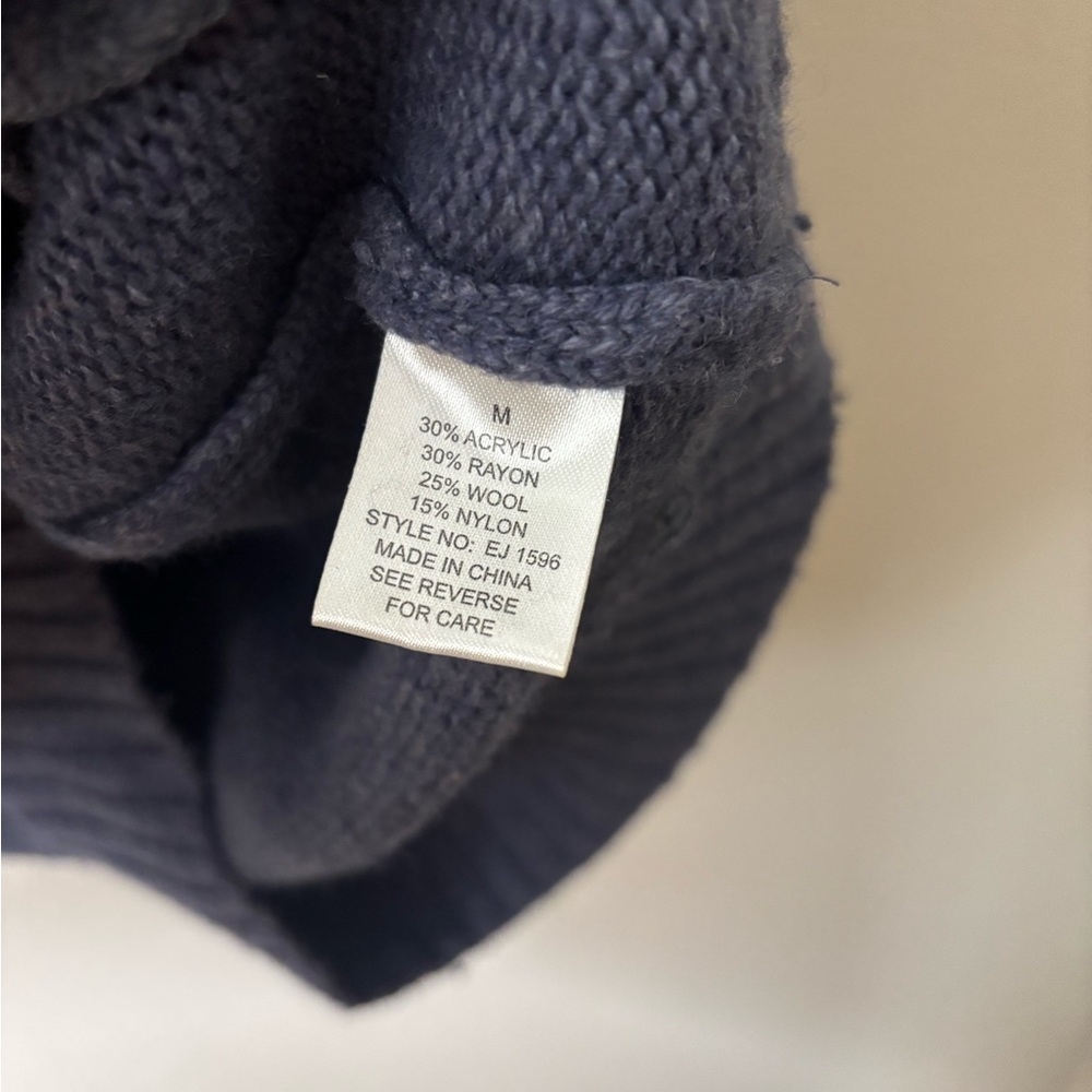 M Rena Blue Knit Button Cardigan Shawl Collar Short Sleeve Sweater Boho Cozy - Picture 5 of 5